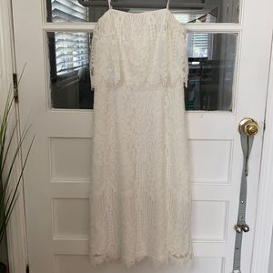 White lace strapless dress